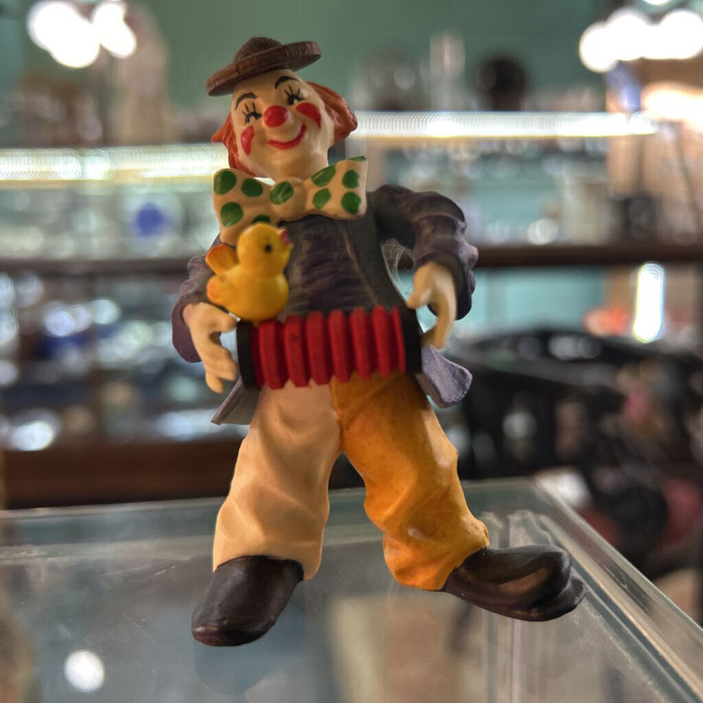 Anri Toriart wooden clown figurine, c.1980s. - The Accordion Player