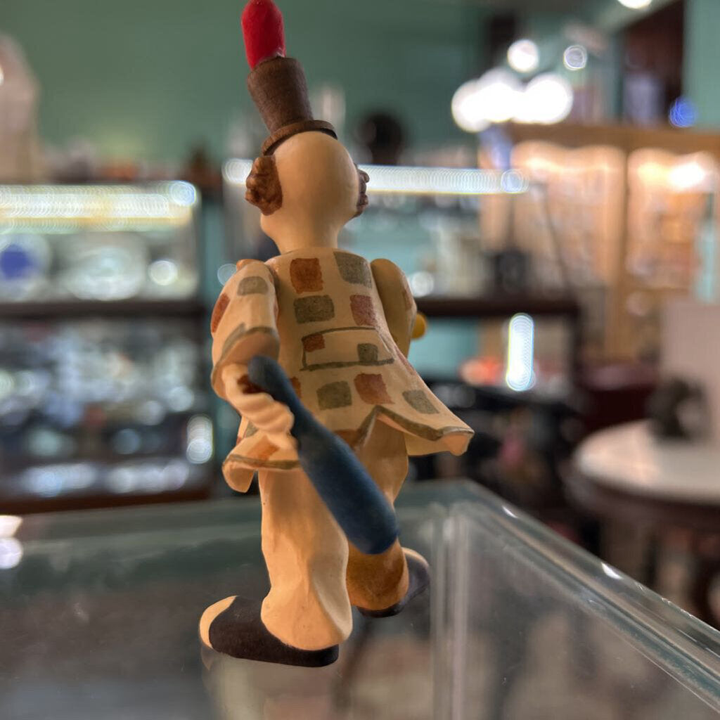 Anri Toriart wooden clown figurine, c.1980s. - The Serenade