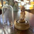 Anri Woodcarving Miniature Figurine/Glass Dome, Hand-carved, Hand-Painted. Italy.