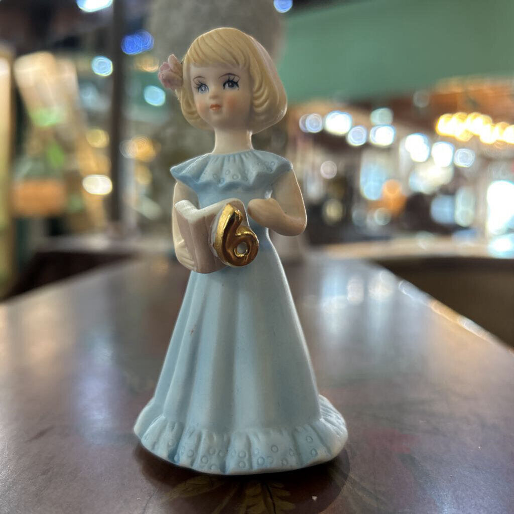 Enesco "Growning Up Girls" Bisque porcelain birthday figurine. Age 6.