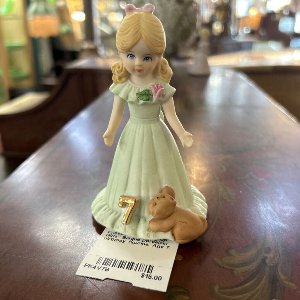 Enesco "Growning Up Girls" Bisque porcelain birthday figurine. Age 7.