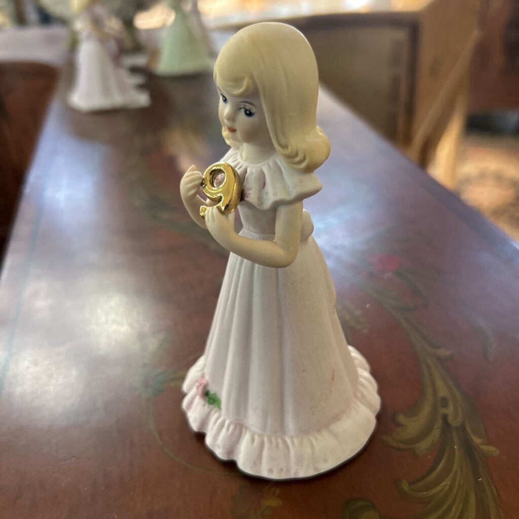 Enesco "Growning Up Girls" Bisque porcelain birthday figurine. Age 9.