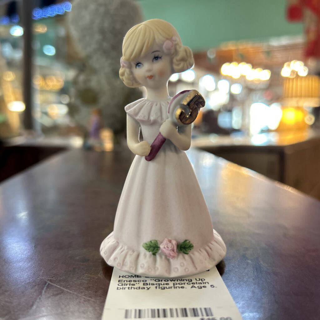 Enesco "Growning Up Girls" Bisque porcelain birthday figurine. Age 5.