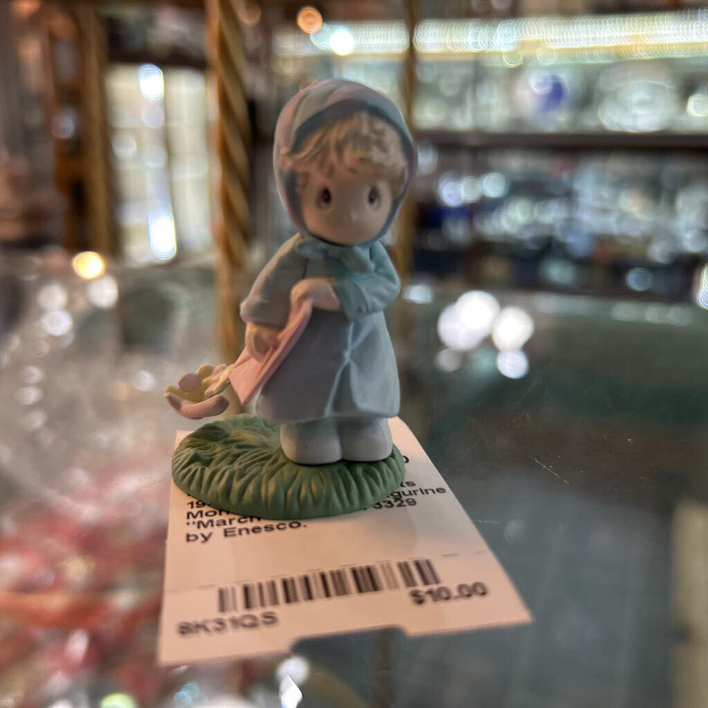 1989 Precious Moments Monthly Miniature Figurine "March" model 573329 by Enesco.