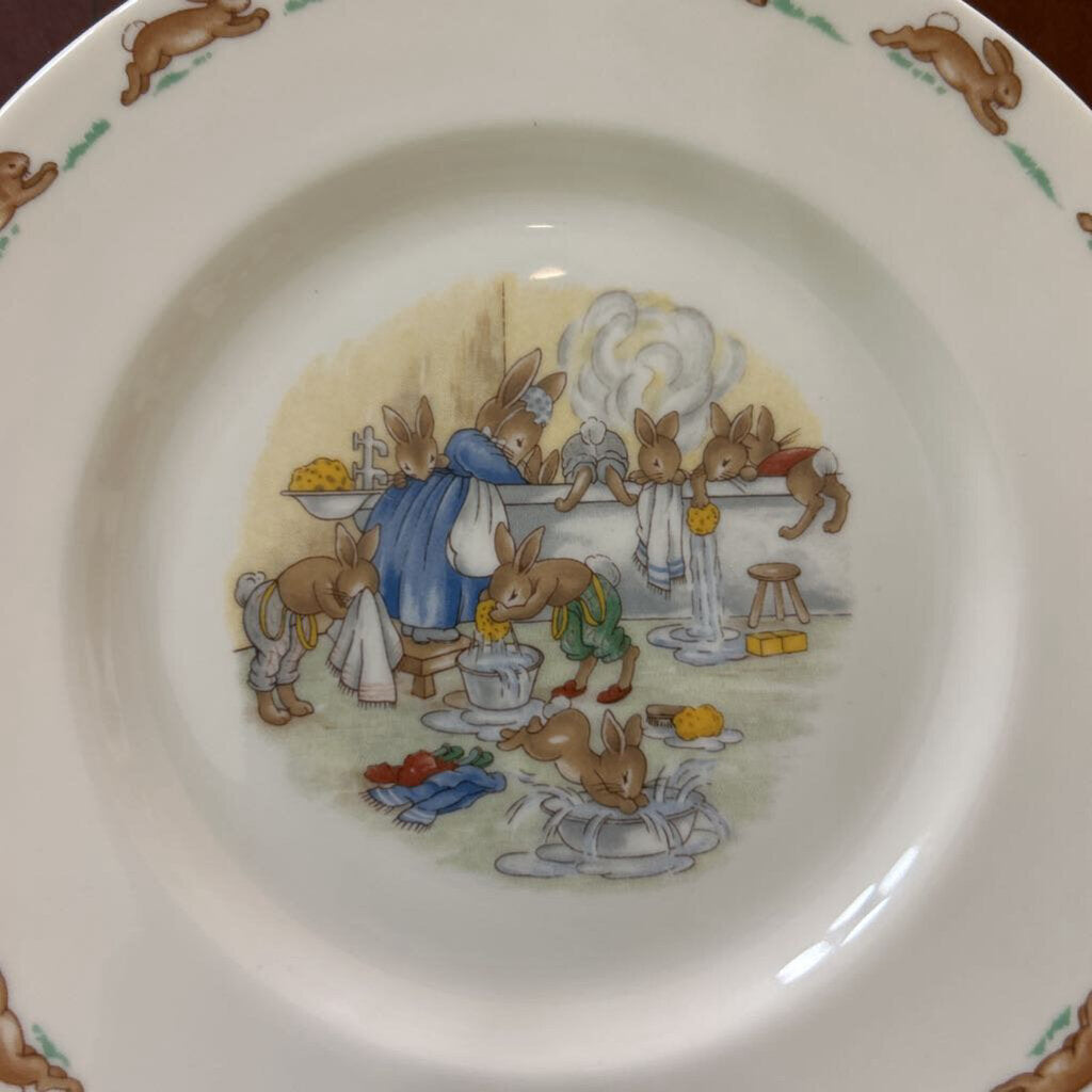 Royal Doulton Bunnylins Deep Baby Bowl/Plate "Wash Day"