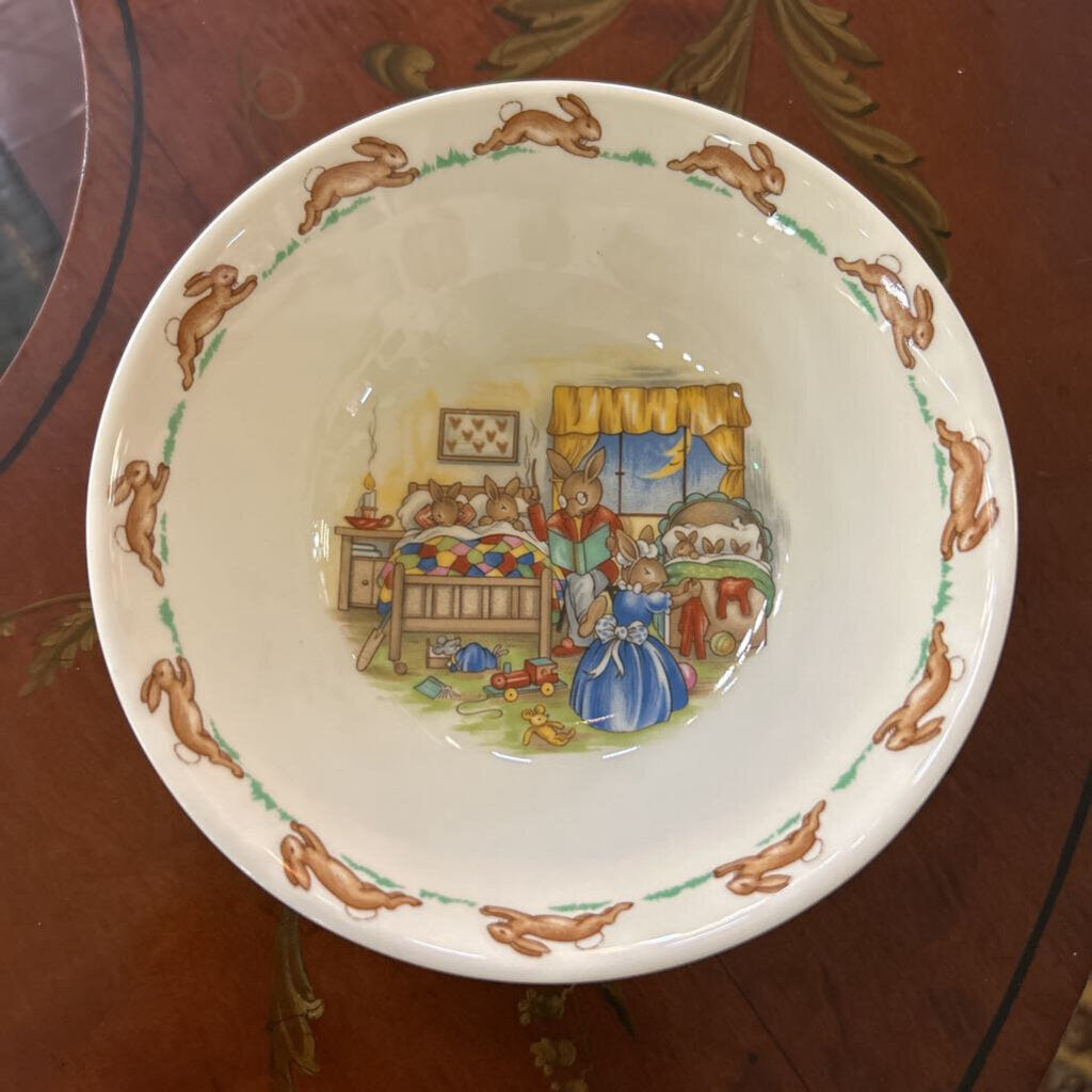 Royal Doulton Bunnykins collection, Oatmeal Cereal Bowl "Nursery/Sleepy time"