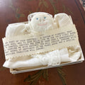 Vintage Handkerchief Doll, Lace Borders, Embroidered face. (as is)
