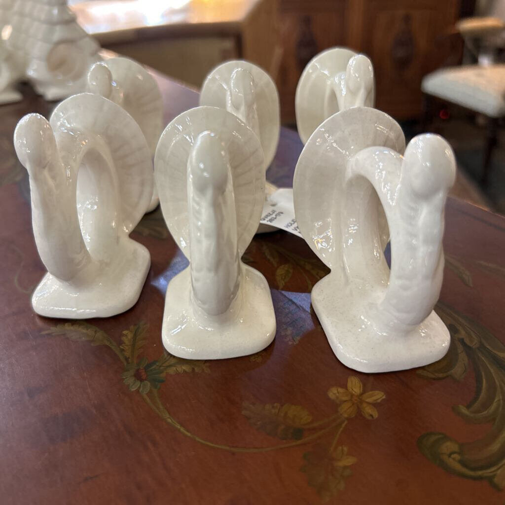 Vintage Ceramic Turkey Napkin Ring Holder, set 6.