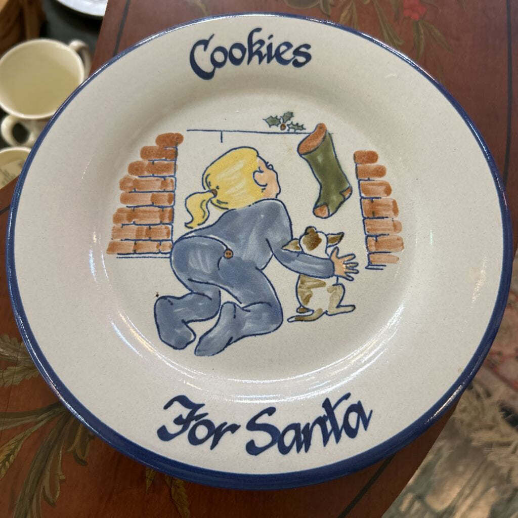 Louisville Stoneware Pottery "Cookies for Santa" Plate. Fireplace Scene.