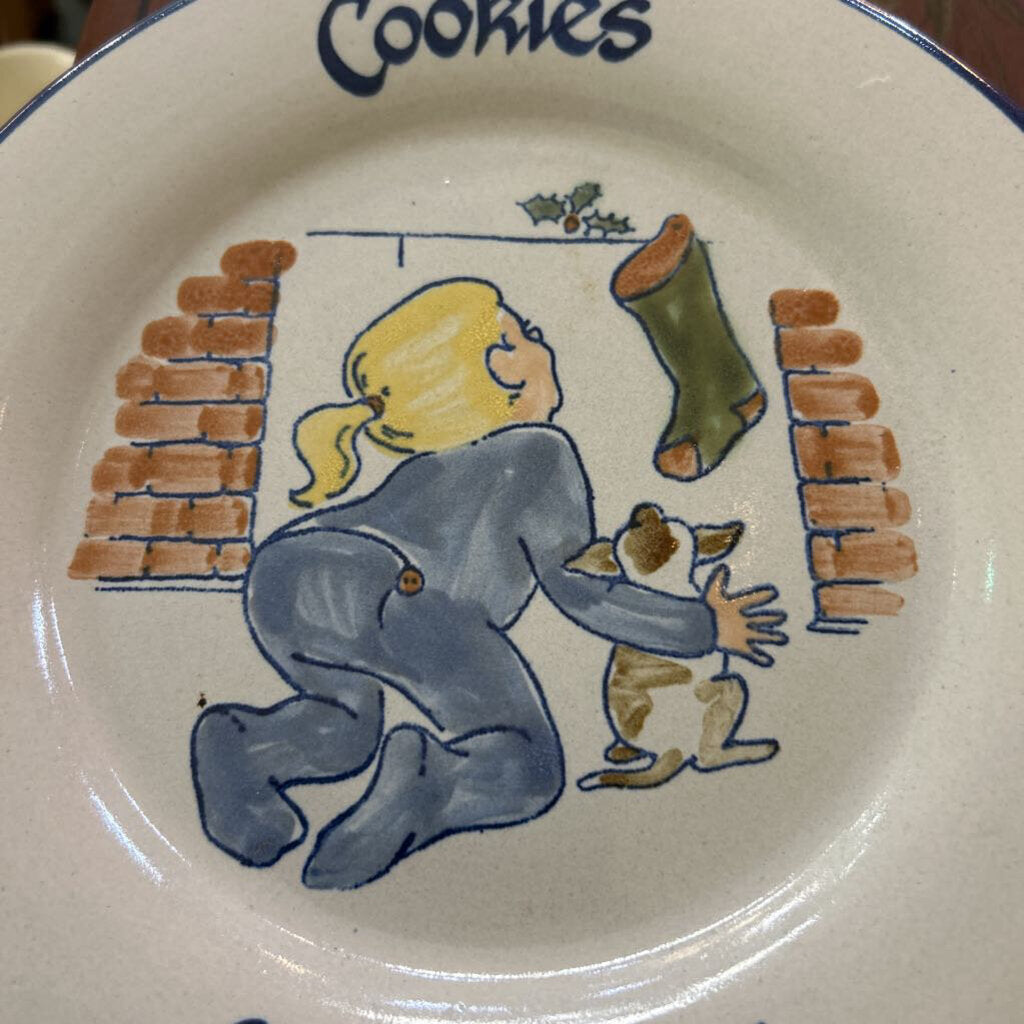 Louisville Stoneware Pottery "Cookies for Santa" Plate. Fireplace Scene.