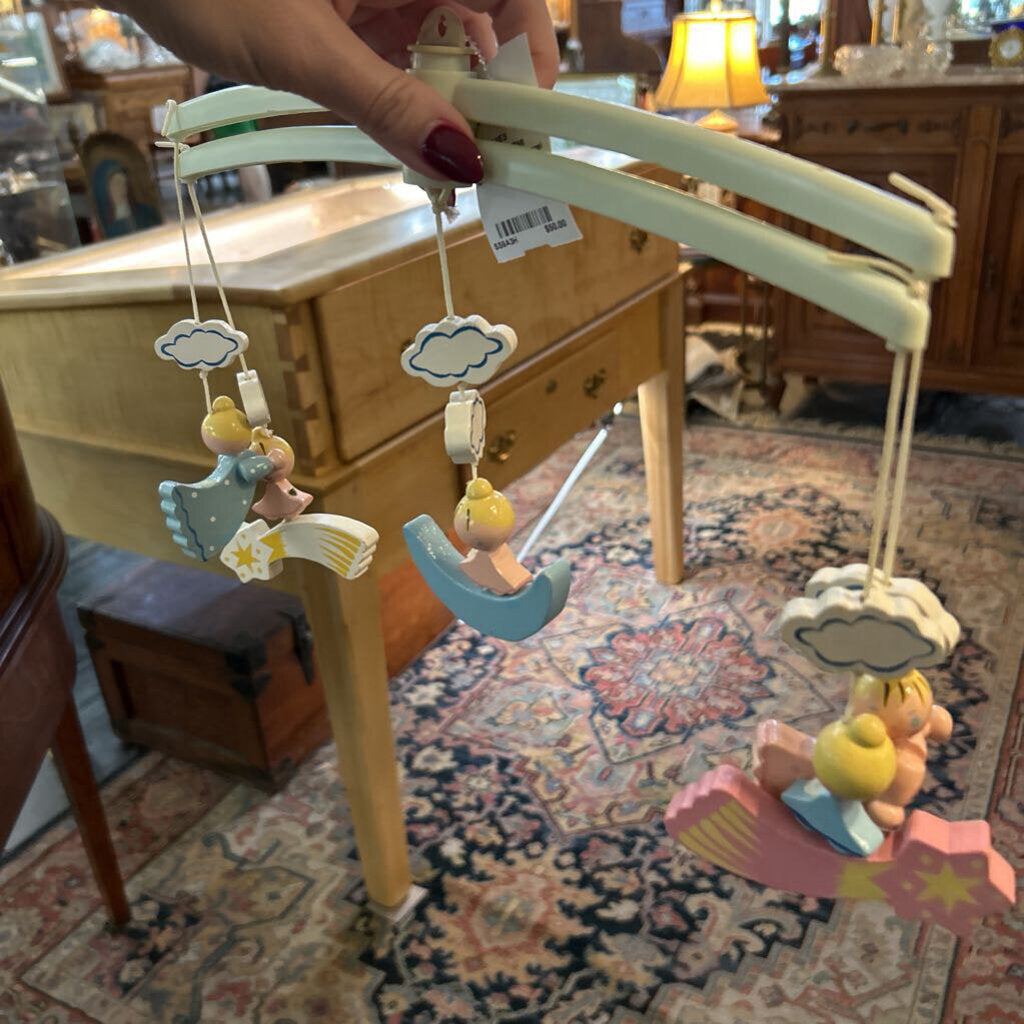 Vintage 1970s, IRMI Originals Wooden Angel Crib Mobile.