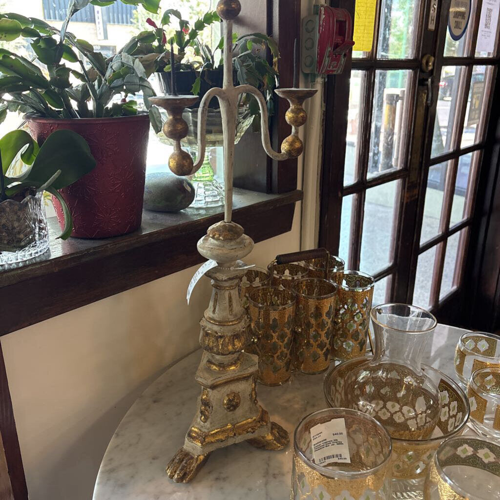 Rococo style Candelabra; gilt and painted plaster' metal