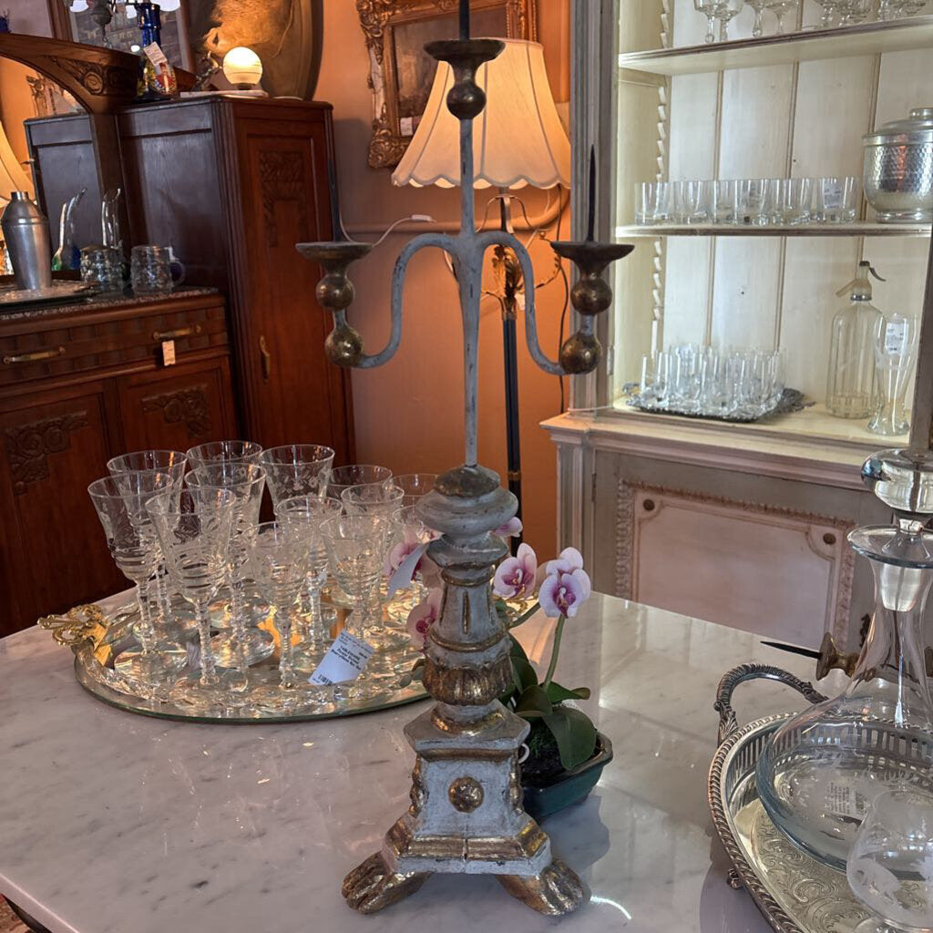 Rococo style Candelabra; gilt and painted plaster' metal
