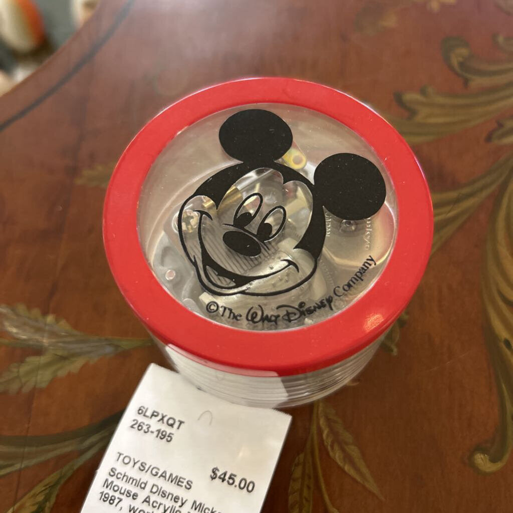 Schmid Disney Mickey Mouse Acrylic Music Box 1987, works.
