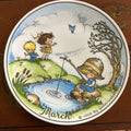 Walther Porcelain Collector Plate, West Germany- March- Children's Fishing.