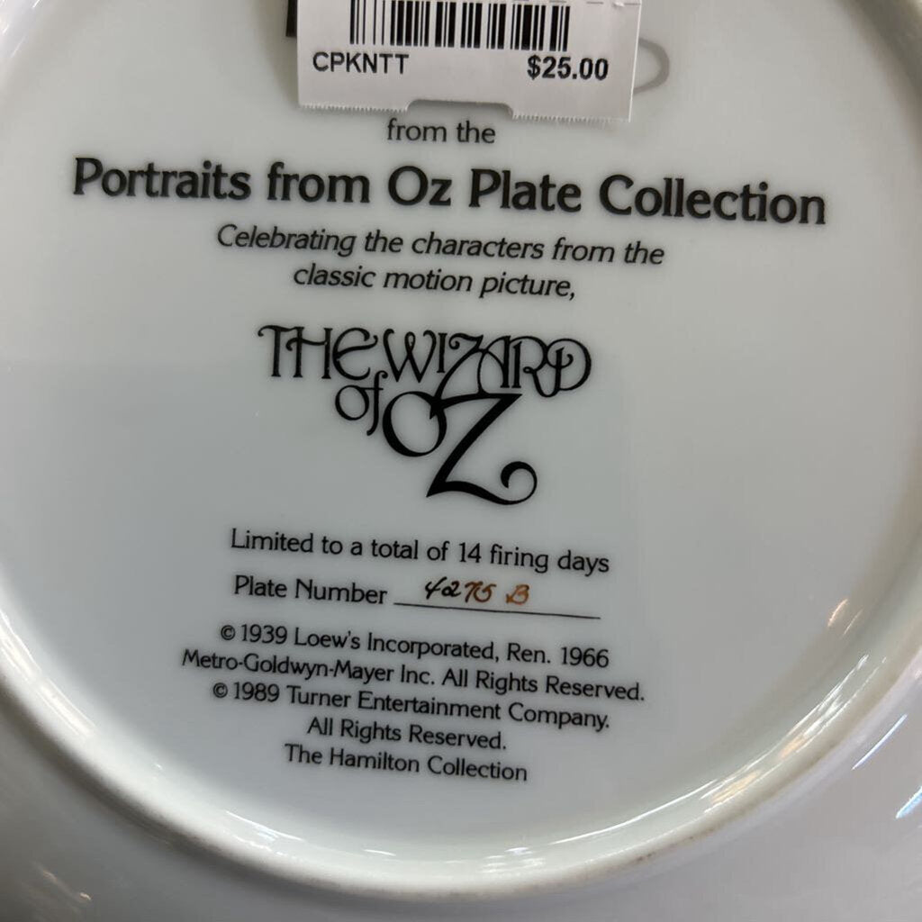 Portraits from Oz Decorative Plate "Dorothy" 1989