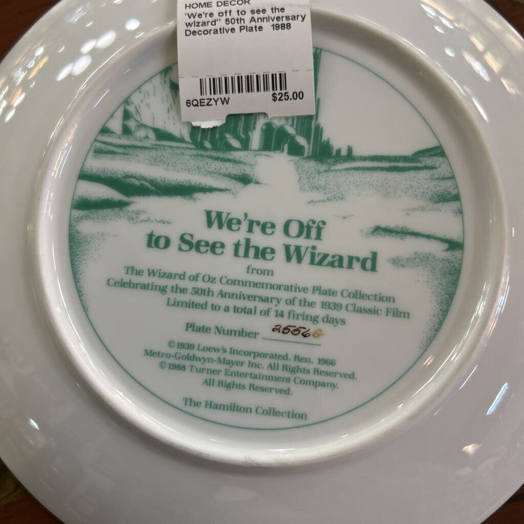 'We're off to see the wizard" 50th Anniversary Decorative Plate 1988