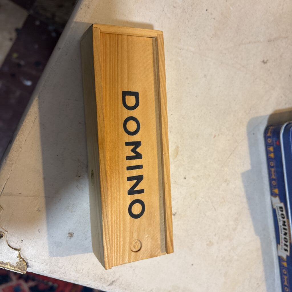Vintage Dominoes in wood storage box