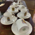 Tuscan Fine English Bone China Espresso Demitasse Cup Saucer, Set 7, 1 extra Saucer. German Coat of Arms.