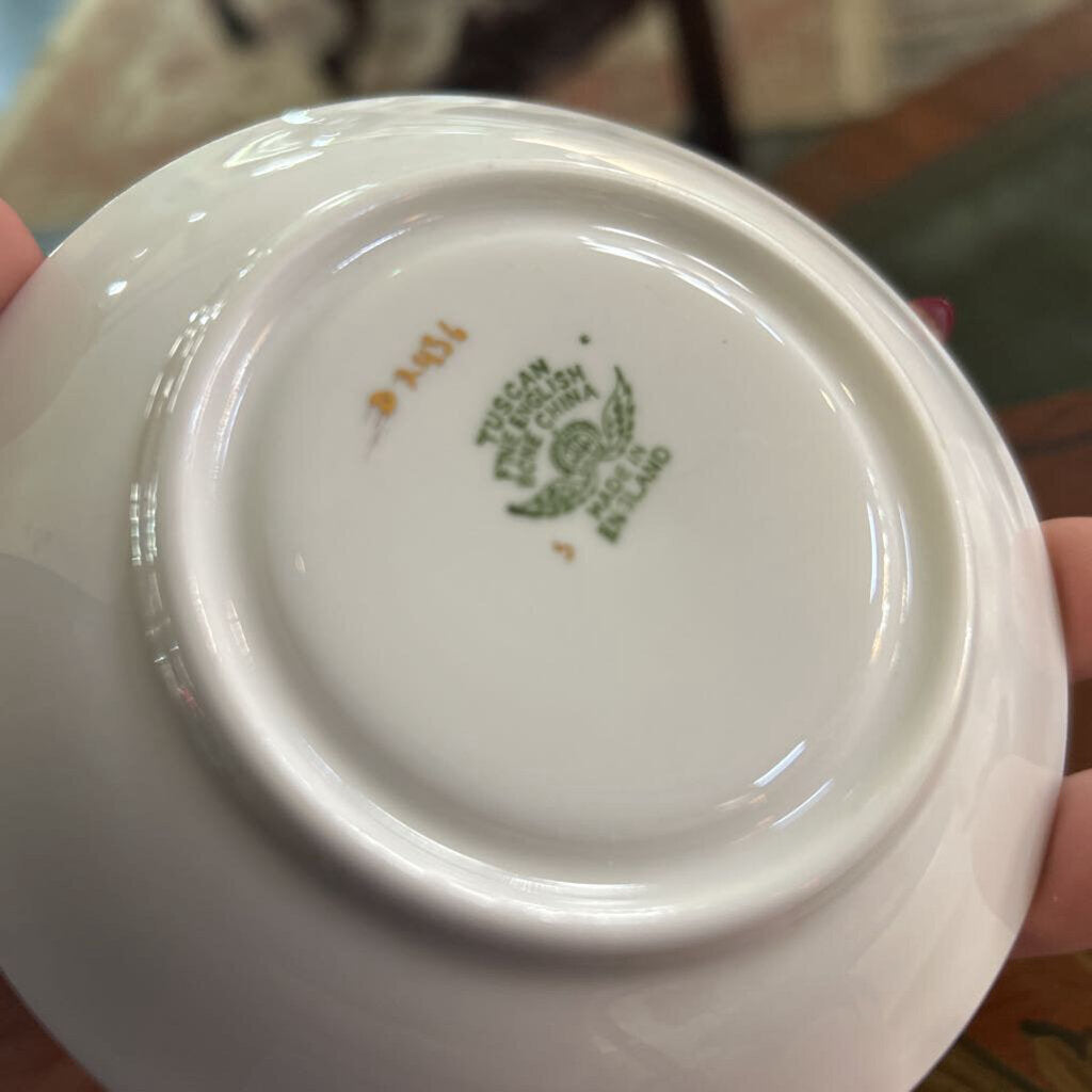 Tuscan Fine English Bone China Espresso Demitasse Cup Saucer, Set 7, 1 extra Saucer. German Coat of Arms.