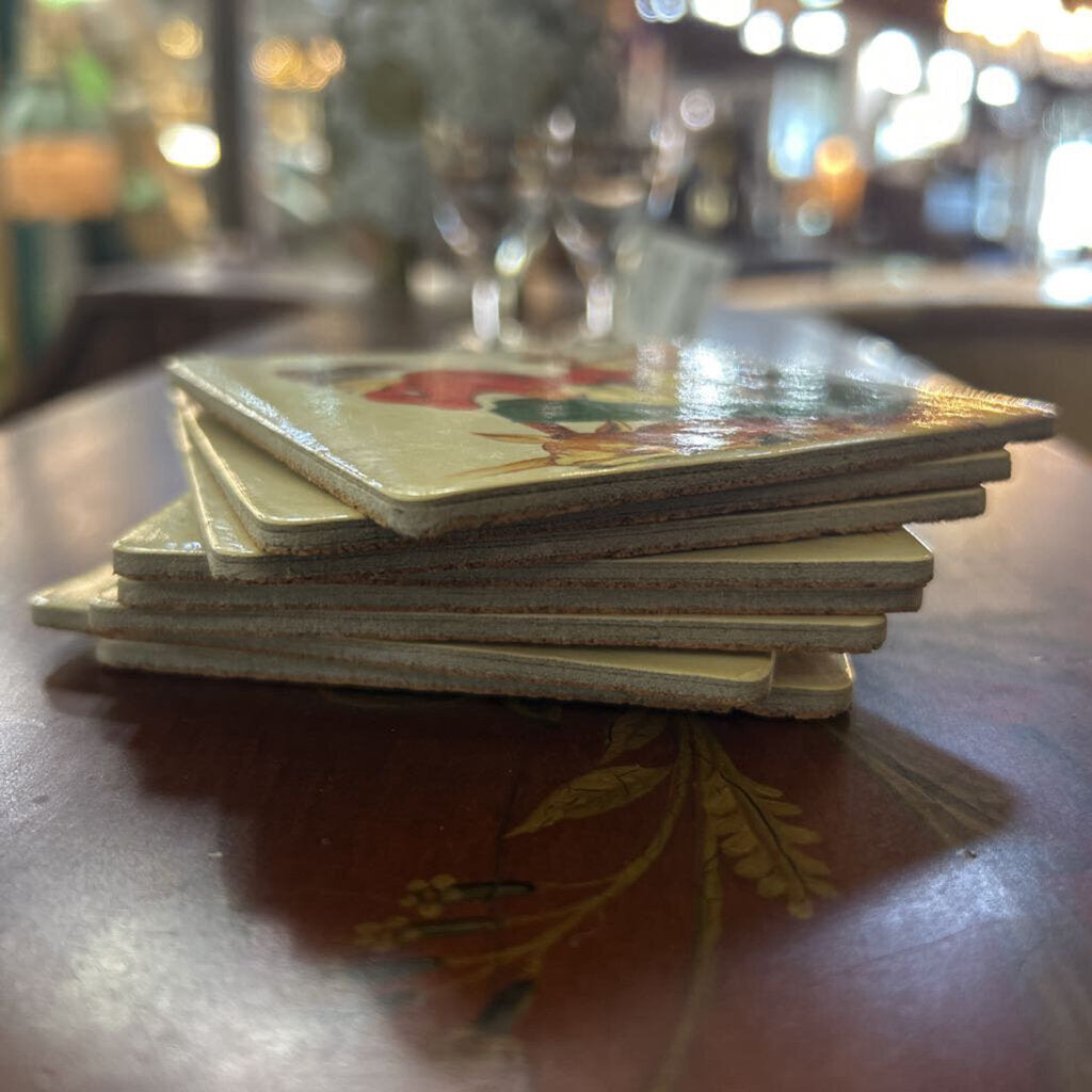 2000 Coca Cola Santa Clause Cork-Backed Coasters, set 8