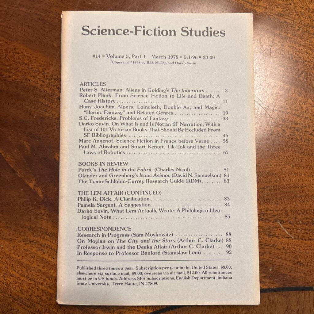 Science-Fiction Studies- #14 Vol 5,Part 1 (March 1978)