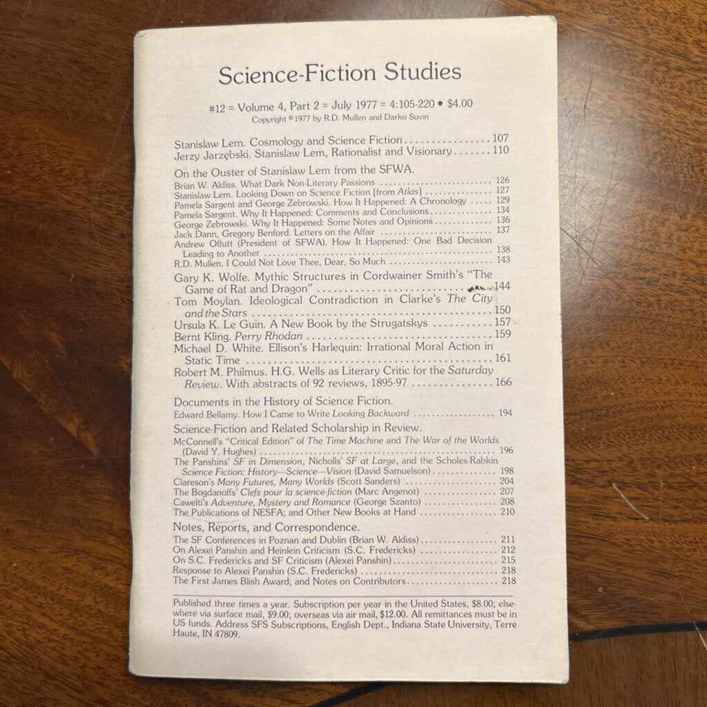 Science-Fiction Studies- #12 Vol 4, Part 2 (July 1977)