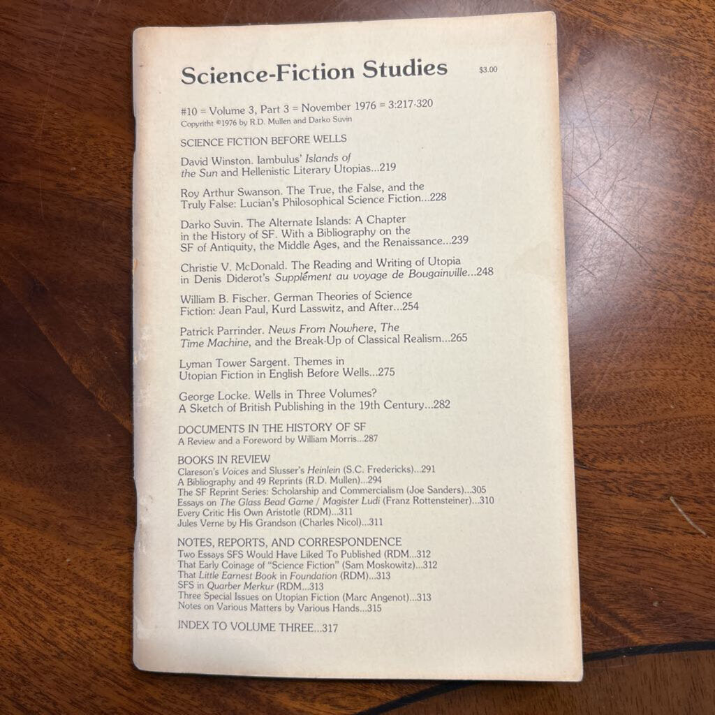 Science-Fiction Studies- #10 Vol 3, Part 3 (November 1976)