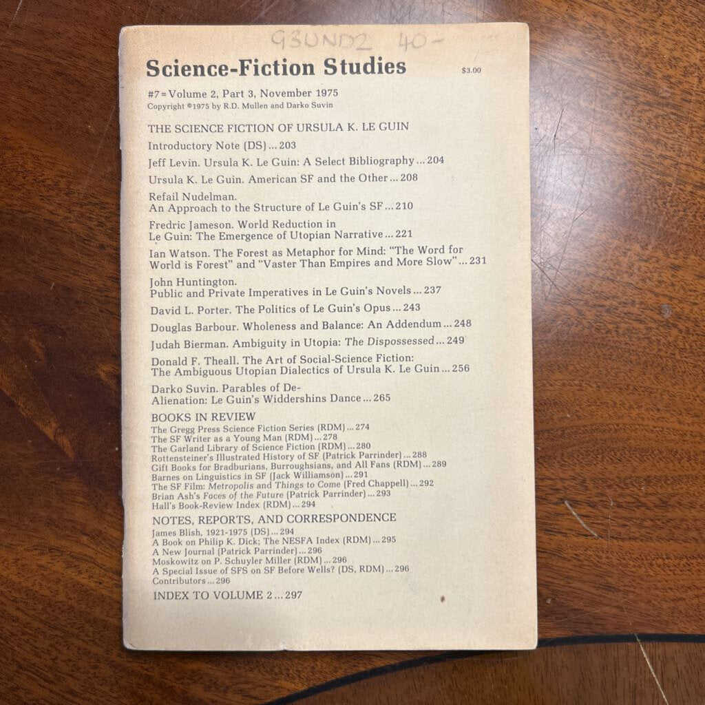 Science-Fiction Studies- #7 Vol 2, Part 3 (November 1975)