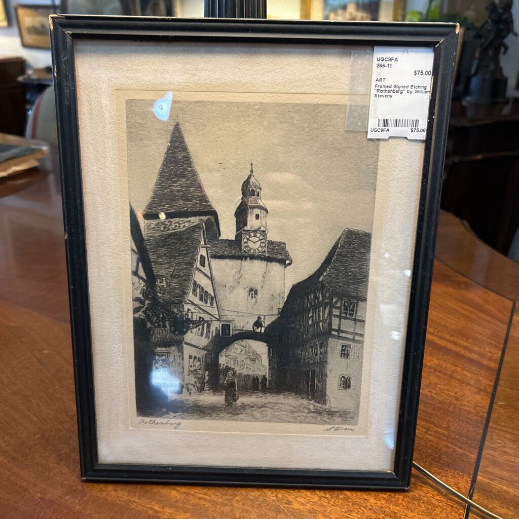 Framed Signed Etching "Rothenberg" by William Stevens