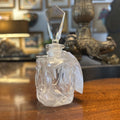 Vintage Frosted Floral Glass Perfume Bottle with Stopper.
