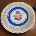 Vintage Crowned N, Czechoslovakia Cobalt Blue Encrusted Gold Floral Cabinet Plate 797.