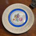 Vintage Crowned N, Czechoslovakia Cobalt Blue Encrusted Gold Floral Cabinet Plate 797.
