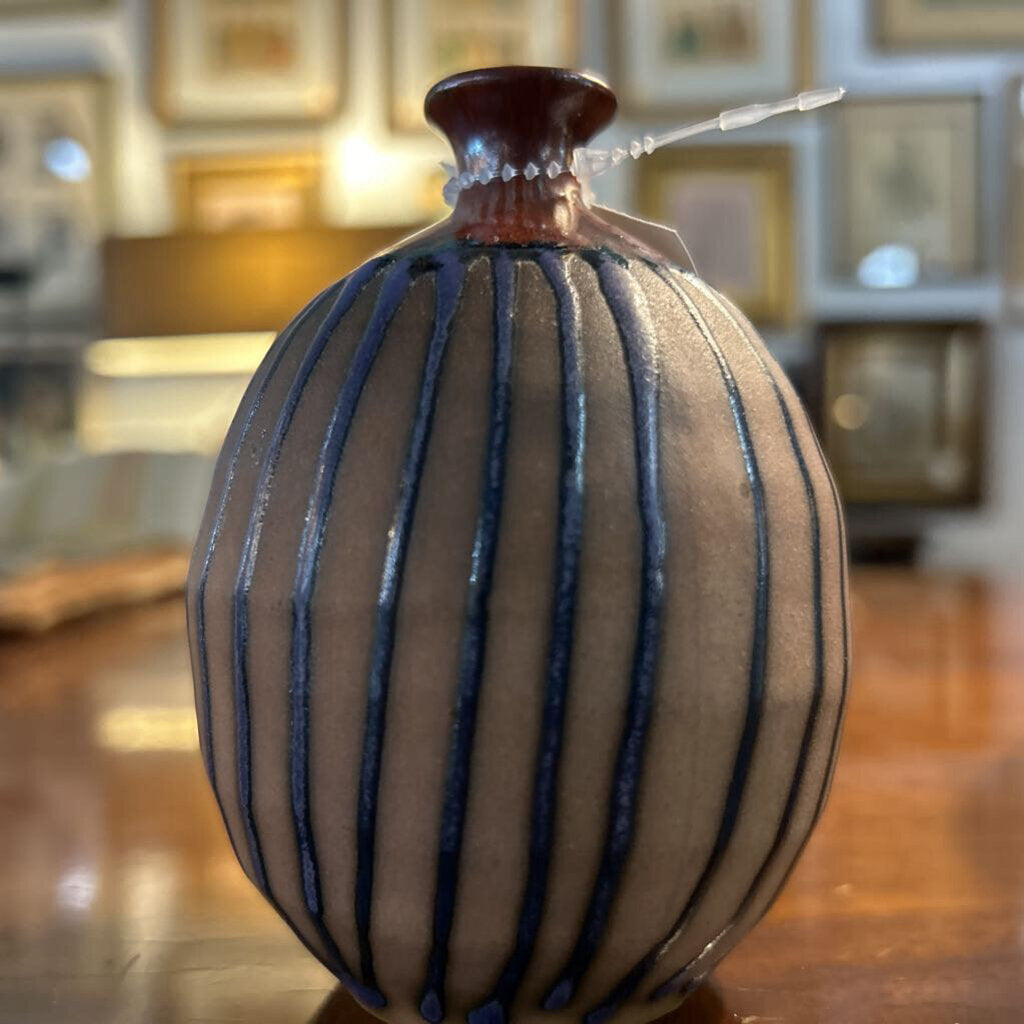 Vintage 1970s Otagiri Japan Studio Pottery Bud Vase, Drip Glaze.