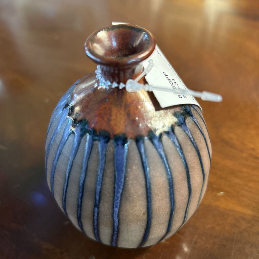 Vintage 1970s Otagiri Japan Studio Pottery Bud Vase, Drip Glaze.