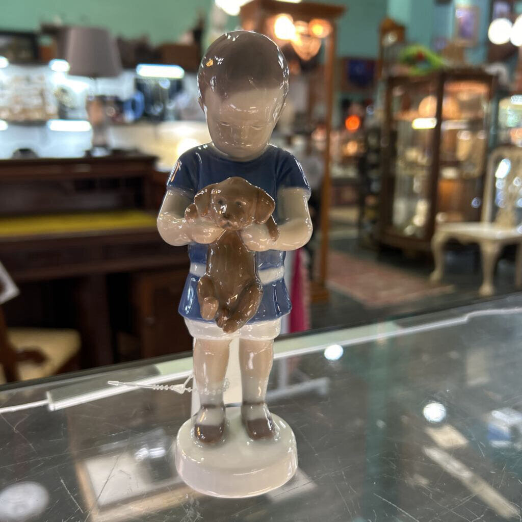 Danish Porcelain "ole Holding His Puppy" #1747 6.75'