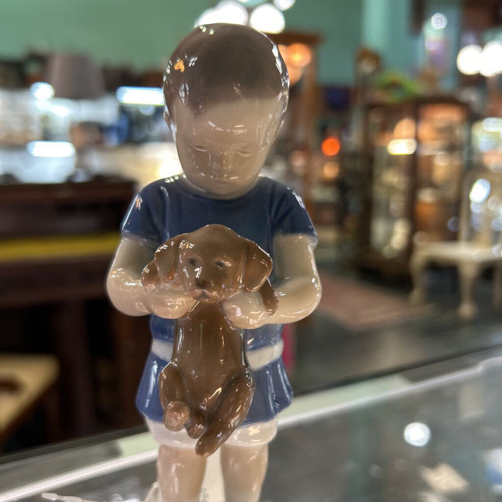 Danish Porcelain "ole Holding His Puppy" #1747 6.75'