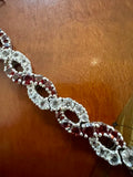 Sterling Garnet Wh. Topaz Infinity Bracelet