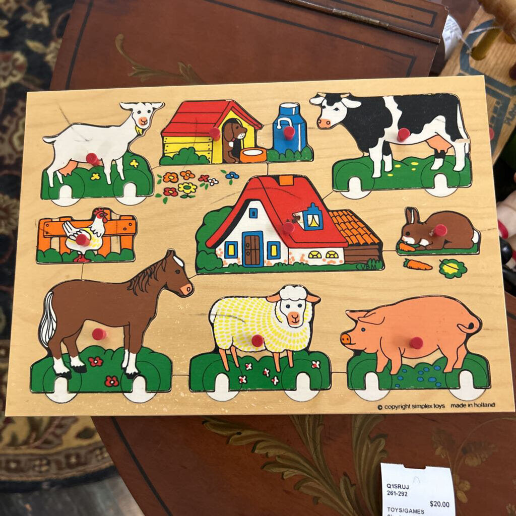 Simplex Toys Wooden Farm Puzzle c.1970s