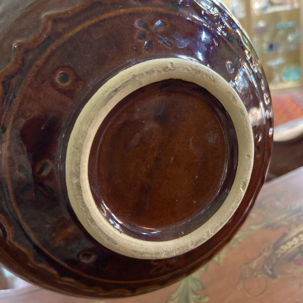Vintage Marcrest Daisy and Dot Stoneware Mixing Bowl 9'' Colorado Brown Mid Century. Ovenproof, Made in USA.
