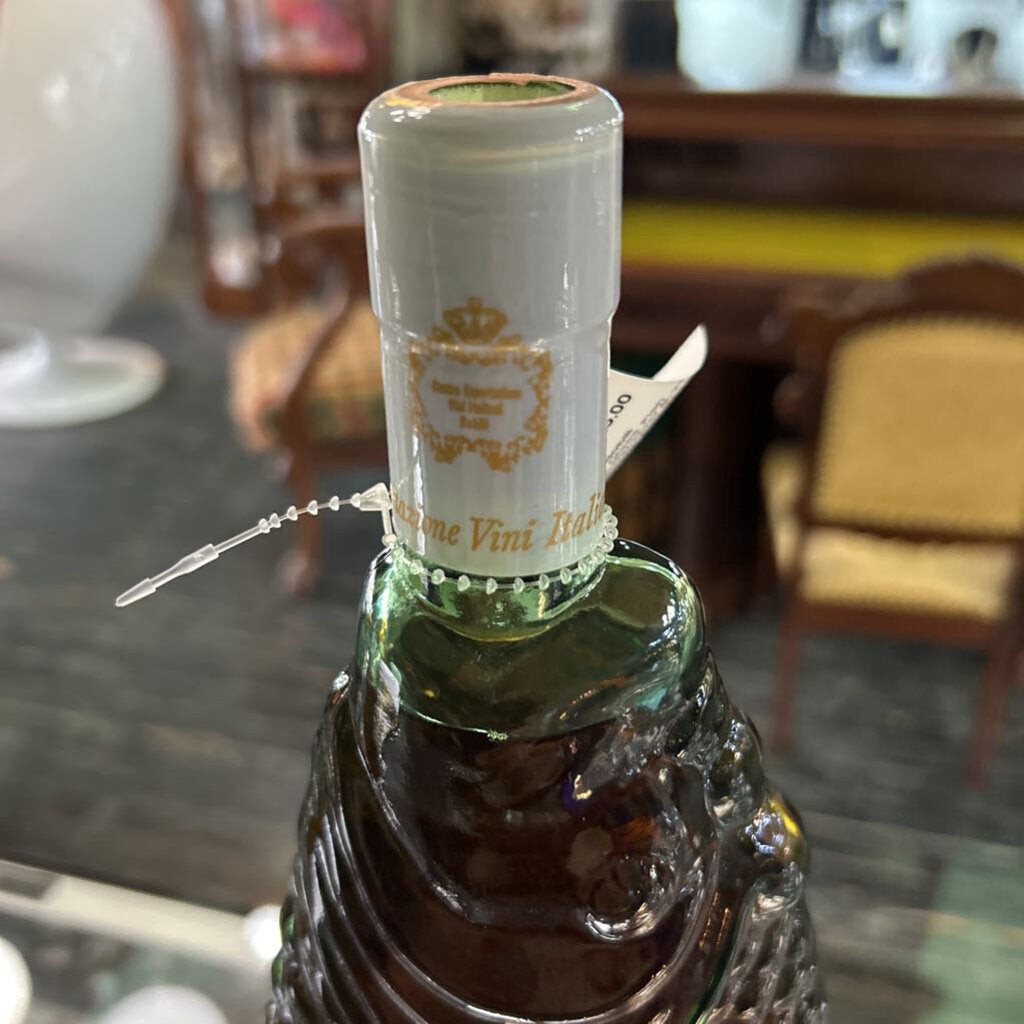 Vintage Mani Nobili Italian Green Glass Fish Wine Bottle/Decanter,B-21 Liquors, Historic Florida Wine Merchant Founded in 1948.