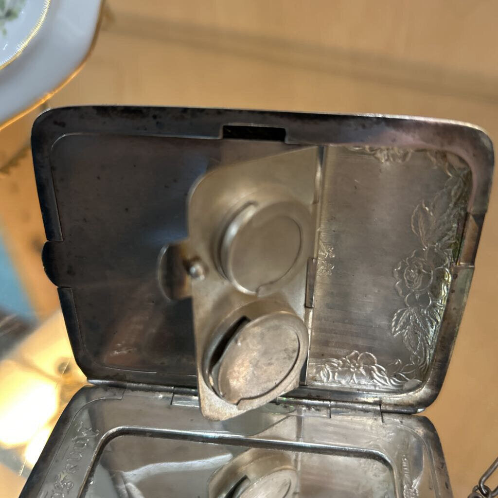 Antique Edwardian Sterling Silver Dance Purse Compact Wristlet, Webster Co Coin Case. c. 1900-1915. Engraved Name Inside.