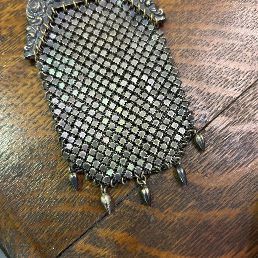 Antique Art Nouveau German Silver Mesh Ring-Top Dance Purse c.1890-1910.