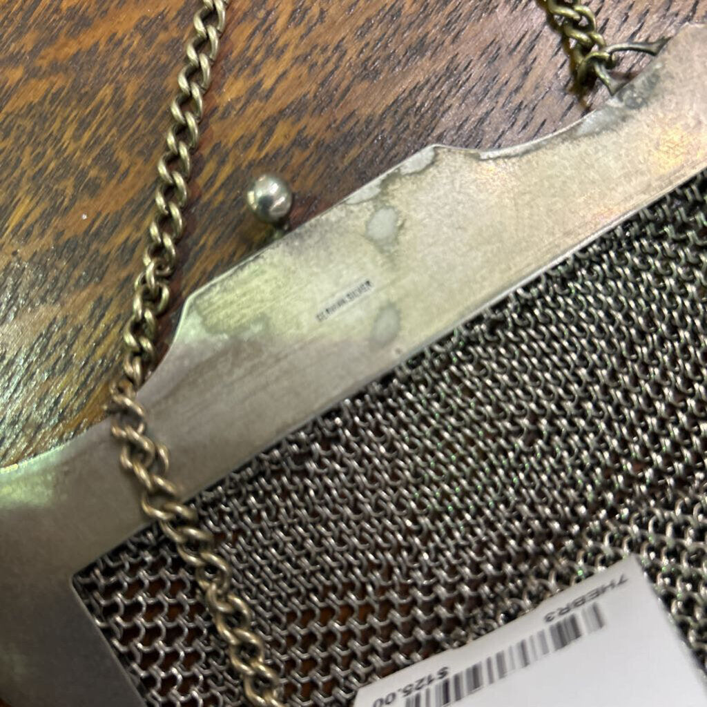 Antique German Silver Mesh Handbag, Engraved Name, Pre-1920 *as is*
