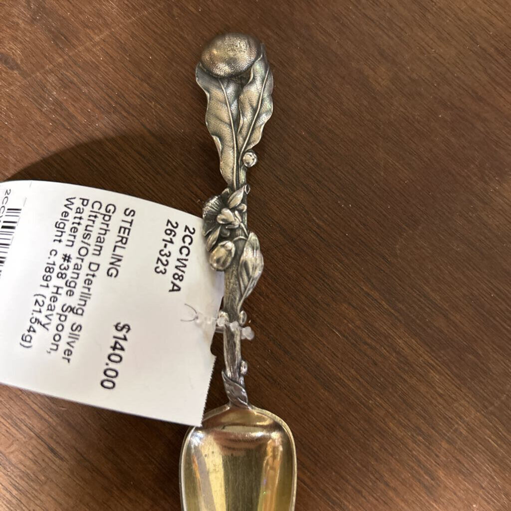 Gprham Dterling Silver Citrus/Orange Spoon, Pattern #38 Heavy Weight c.1891 (21.54g)