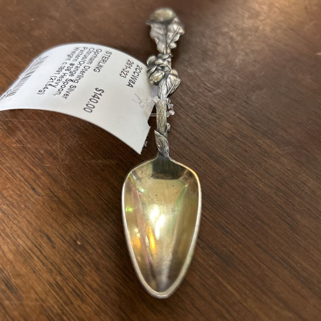 Gprham Dterling Silver Citrus/Orange Spoon, Pattern #38 Heavy Weight c.1891 (21.54g)