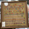 Antique Cross-stitch needlework sampler, Alphabet, Number, Name, Religious Verse.
