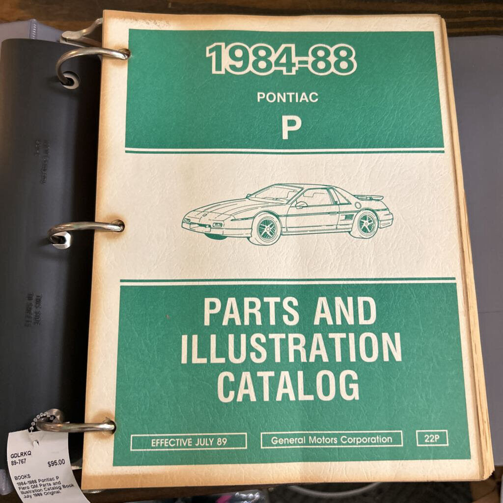 1984-1988 Pontiac P Fiero GM Parts and Illustration Catalog Book July 1989 Original.