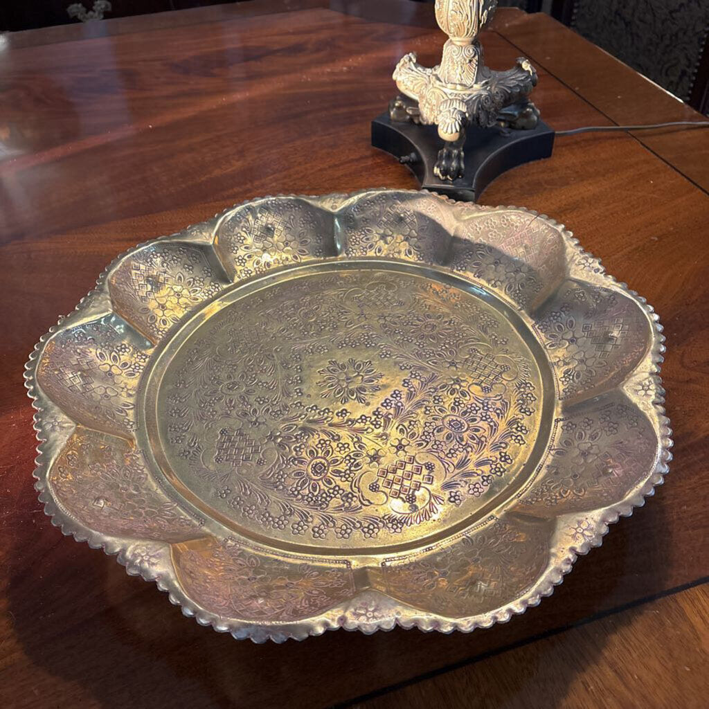 Moroccan 17"round brass tea tray