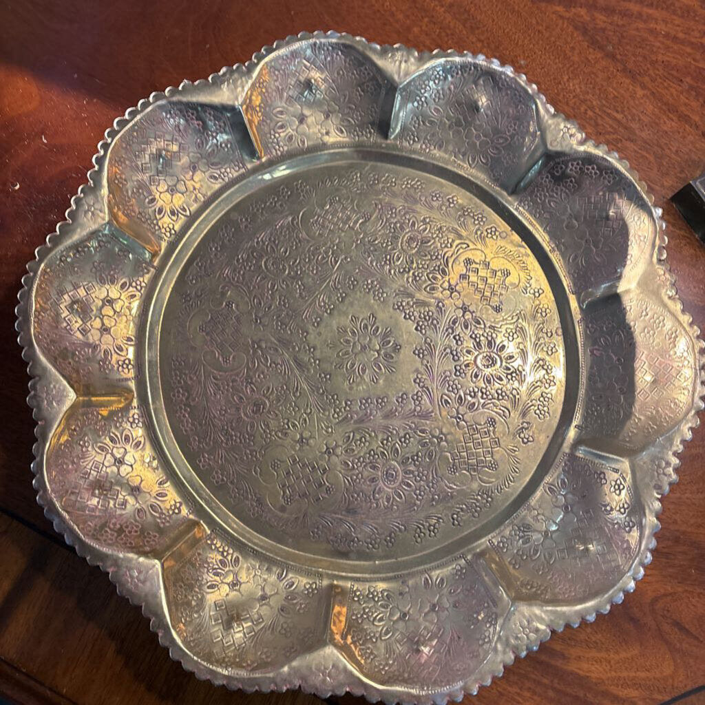 Moroccan 17"round brass tea tray